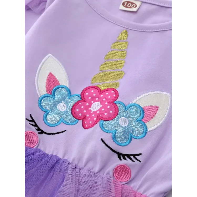 Καθημερινό Παιδικό Φορεματάκι unicorn - Μωβ