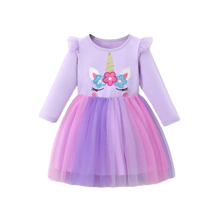 Καθημερινό Παιδικό Φορεματάκι unicorn - Μωβ