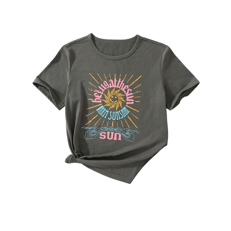 Girls t-shirt Sun Letter Graphic Tee