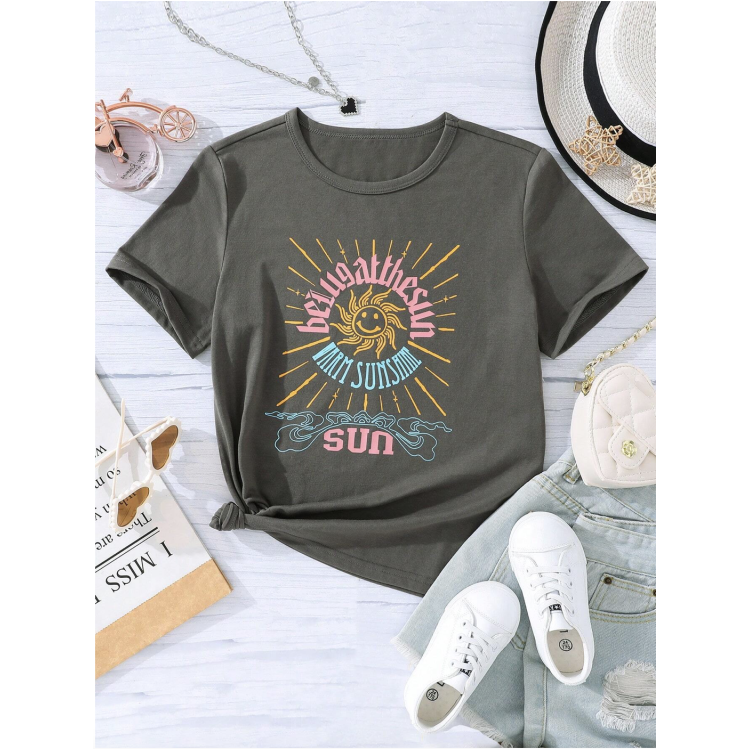 Girls t-shirt Sun Letter Graphic Tee