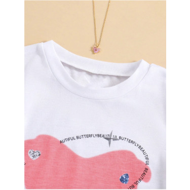 Φανέλα Κοντομάνικη Ροζ πεταλούδα