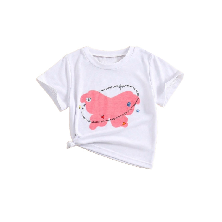 Φανέλα Κοντομάνικη Ροζ πεταλούδα