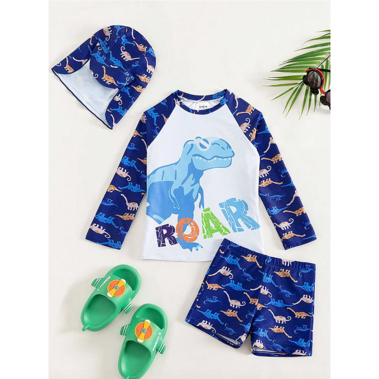 Παιδικό μαγιό με καπελάκι δεινόσαυρος