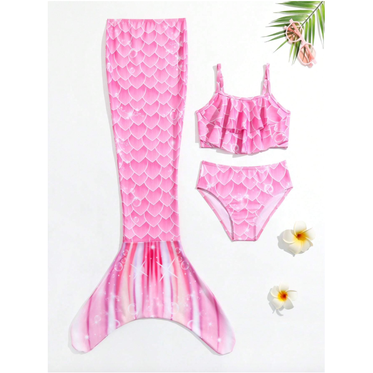 3 Pieces -Pink Swimsuit Mermaid