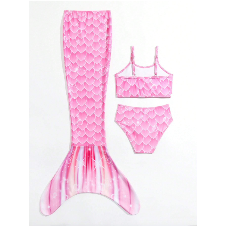 3 Pieces -Pink Swimsuit Mermaid