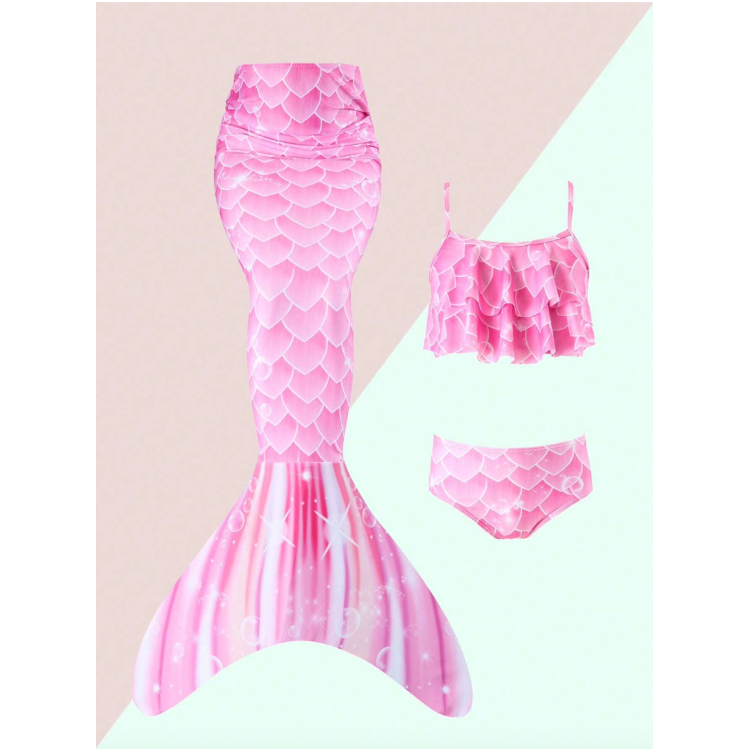 3 Pieces -Pink Swimsuit Mermaid