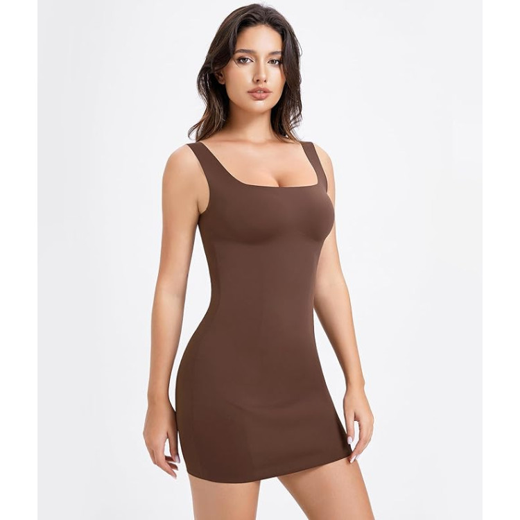 Καφέ εφαρμοστό Φόρεμα Κορσές