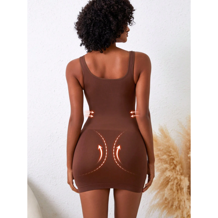 Καφέ εφαρμοστό Φόρεμα Κορσές