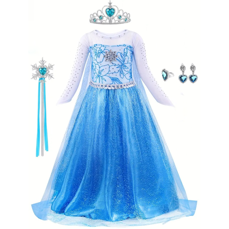 Σετ Πριγκίπισσα του παραμυθιού Στολή για παιδιά -  Γαλάζια
