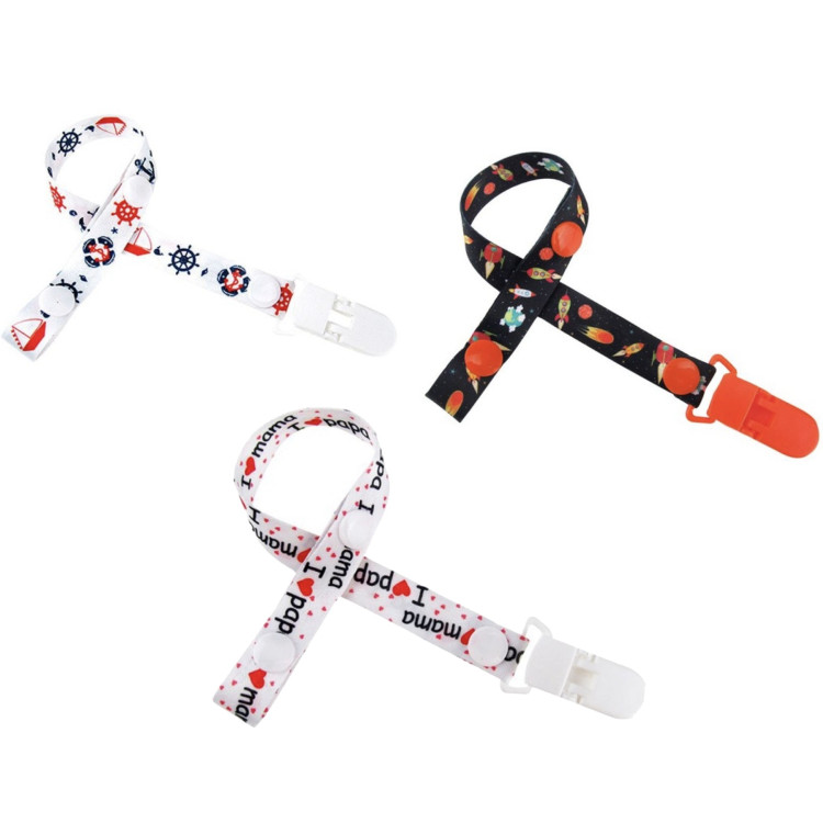 Σετ απο 3 λουράκια για πιπίλες Λευκό - Μαύρο