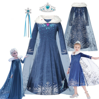 Σετ Πριγκίπισσα του πάγου Παιδική στολή Μπλε Σετ Πριγκίπισσα του πάγου Παιδική στολή Μπλε