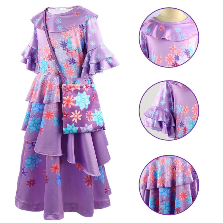 Παιδική στολή Μωβ Princess Flower με τσαντάκι