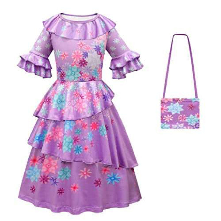Παιδική στολή Μωβ Princess Flower με τσαντάκι