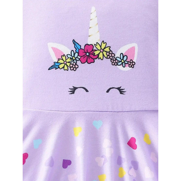 Παιδικό Φόρεμα Unicorn σε χρώμα Μωβ Παιδικό Φόρεμα Unicorn σε χρώμα Μωβ
