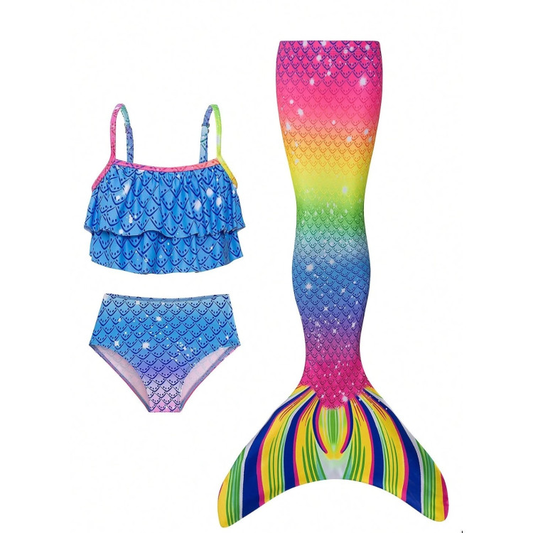 Blue - 3 Pieces -Swimsuit Mermaid