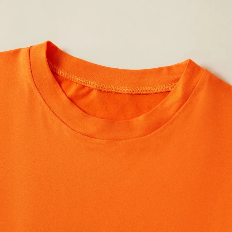 Casual Round-collar Short-sleeve Tee Orange