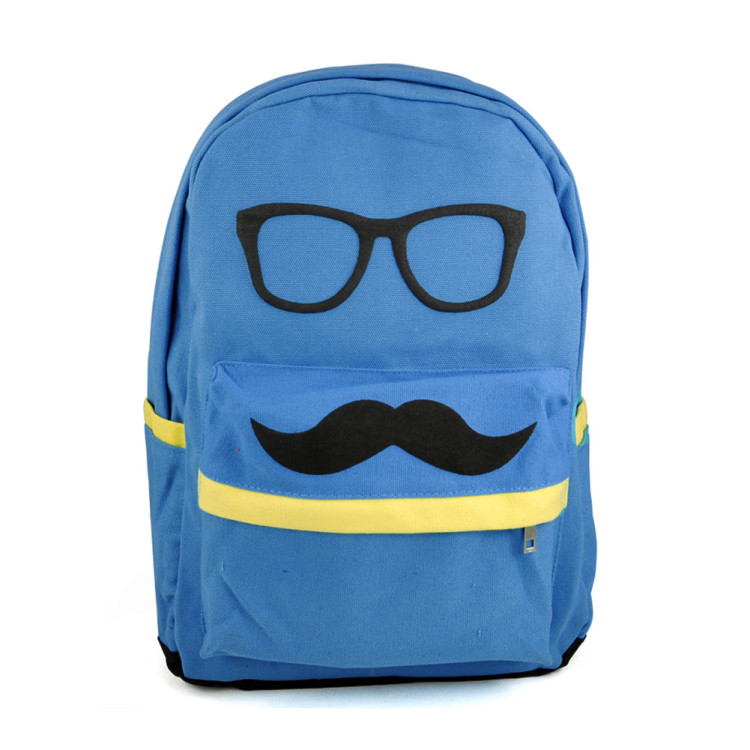 Mustache Eyeball Travel Backpack Light Blue