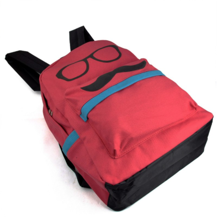 Mustache Eyeball Travel Backpack Red