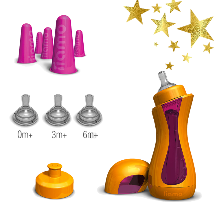 iiamo GO Μπιμπερό σιλικόνης Πορτοκαλί - Ροζ