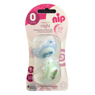 Nip Newborn πιπίλες για αγοράκια που ανάβουν στο σκοτάδι 0-6 2τμχ  