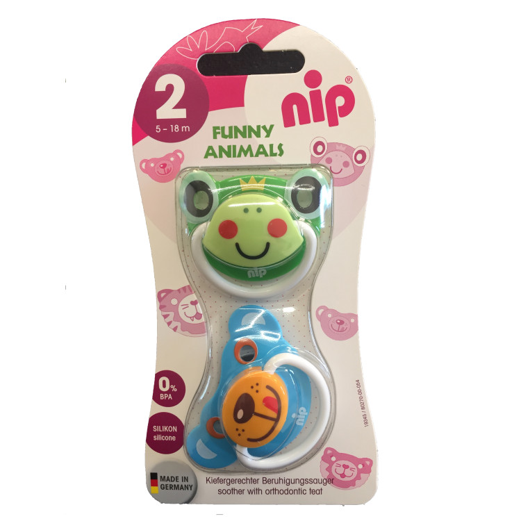 Nip Funny Animals Πιπίλες βατραχάκι και Αρκουδάκι μπλε 6+ 2τμχ