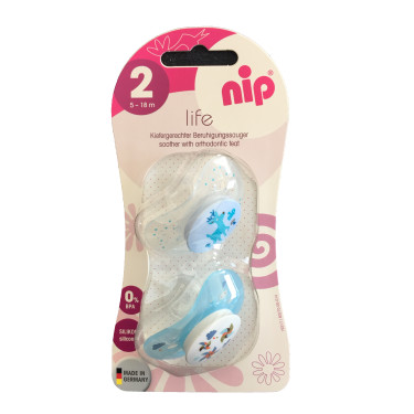 Nip Life πιπίλες ανεμόμυλος και ελαφάκι μπλε 0-6 2τμχ