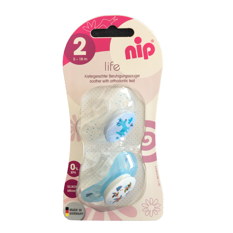 Set of 2 soothers Nip Life Deer and Windrad blue 0-6
