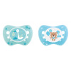Set of 2 soothers Nip Newborn Storch Green and Teddy Blue 0-6