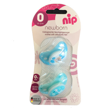 Nip Newborn πιπίλες Πελαργός πράσινο και Αρκουδάκι Μπλε 0-6 2τμχ