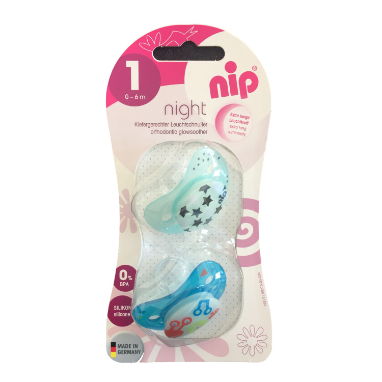 Set of 2 Nip Glow soothers Night Star and  Monster Blue 6+