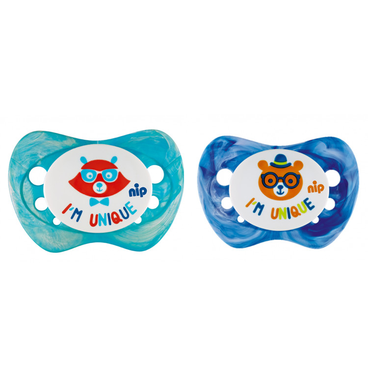 Set of 2 soothers Nip Unique - Blue 0-6