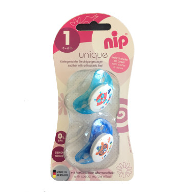 Nip Unique πιπίλες Μπλε και Πράσινο 6+ 2τμχ
