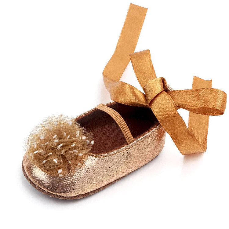 Πριγκιπικά Παπουτσάκια Χρυσά με κορδέλα