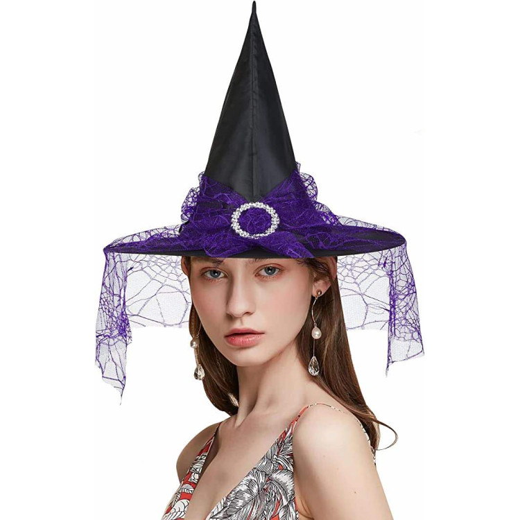 Καπέλο για μικρές μαγισσούλες Μαύρο - Μωβ