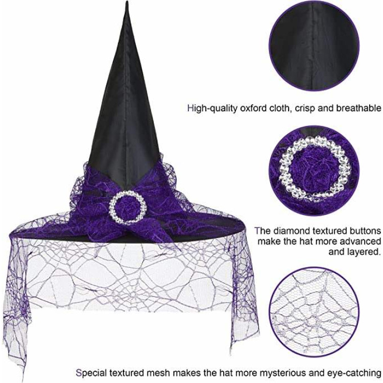 Καπέλο για μικρές μαγισσούλες Μαύρο - Μωβ