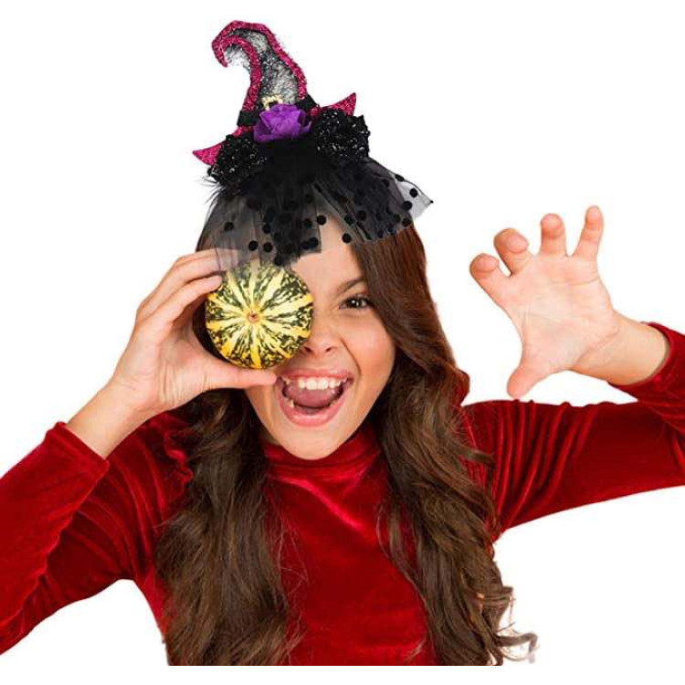 Γιρλάντα για τα μαλλιά μικρή μαγισσούλα σε χρώμα Μοβ-Μαύρο