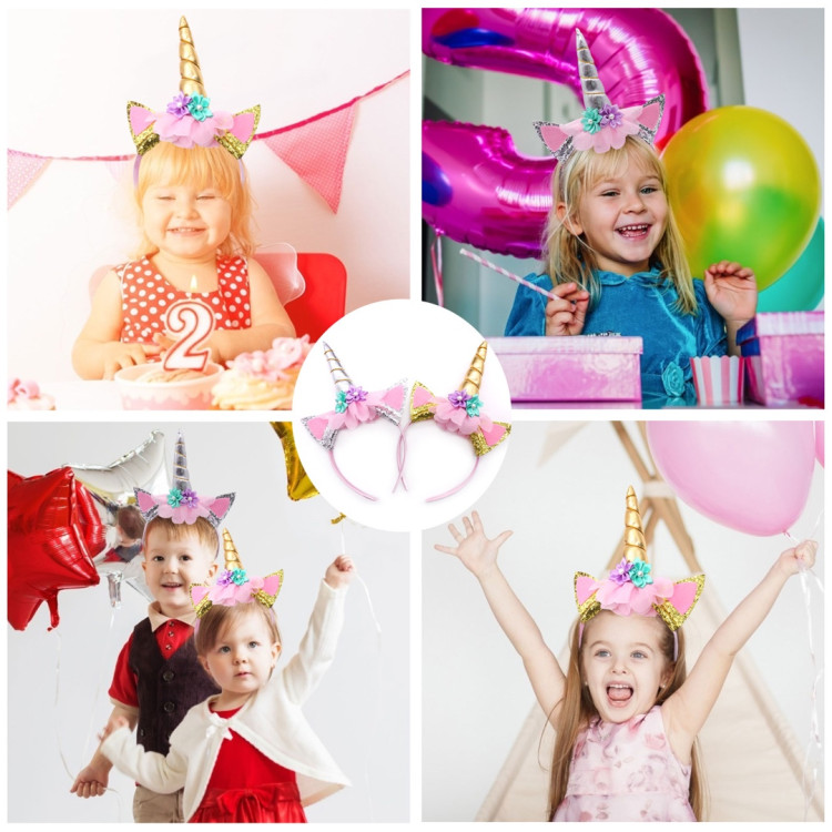 Αξεσουάρ για τα μαλλιά Unicorn Ροζ - Ασημί