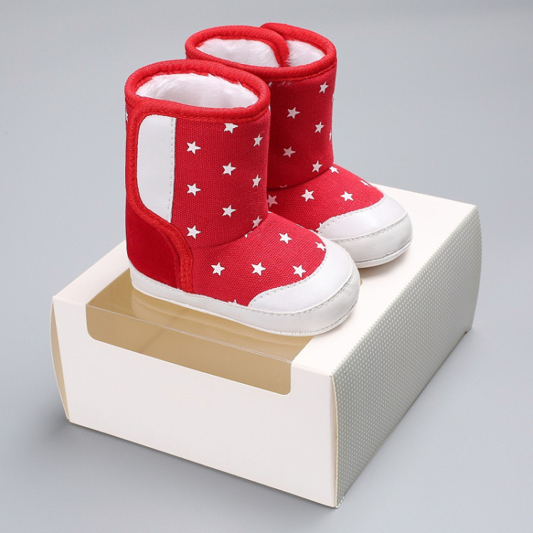 Παιδικά μποτάκια με γούνα Θερμαντικά Κοκκινα Αστεράκια