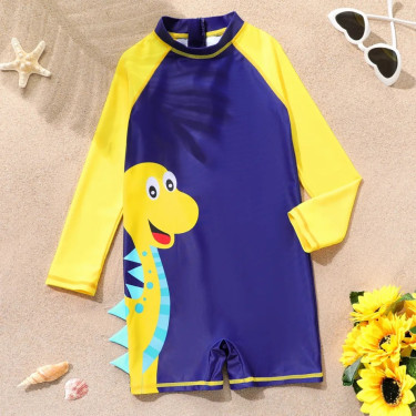 Ολόσωμο παιδικό μαγιό Δεινόσαυρος - Μπλε