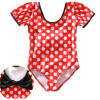 Polka dots Bowknot Design Red Onepiece Swimsuit