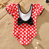 Polka dots Bowknot Design Red Onepiece Swimsuit