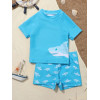 Shark Print Beach Swimsuit Light Blue