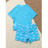 Shark Print Beach Swimsuit Light Blue