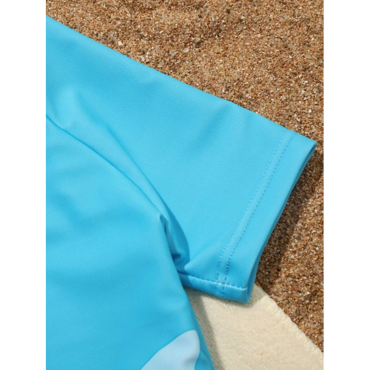 Shark Print Beach Swimsuit Light Blue