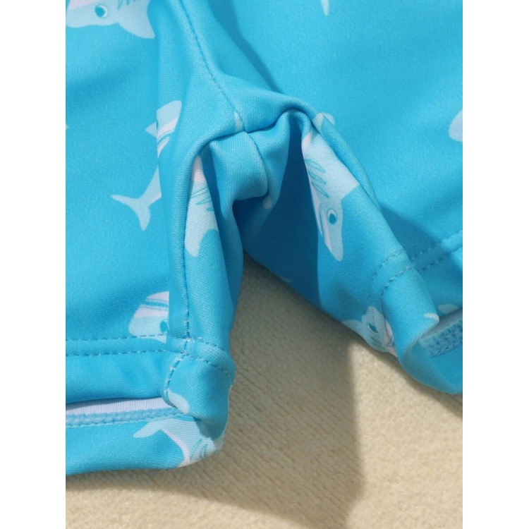 Shark Print Beach Swimsuit Light Blue