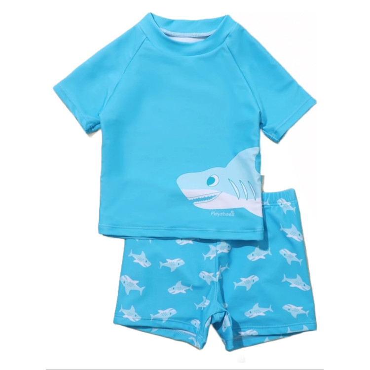 Shark Print Beach Swimsuit Light Blue
