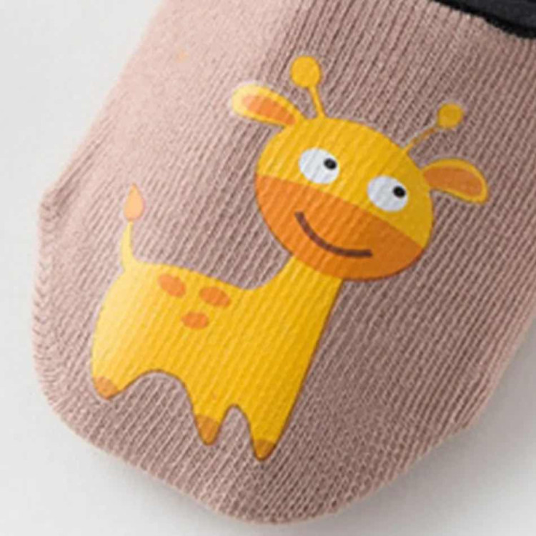 Παιδικά αντιολισθητικά καλτσάκια καμηλοπάρδαλη - Καφέ