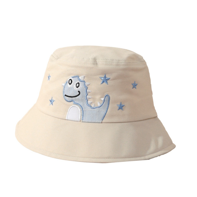 Kid Cartoon Stars Dinosaur Pattern Bucket Hat- Beige