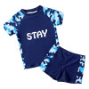 Camouflage Tee and Short Swimsuit Set - Blue