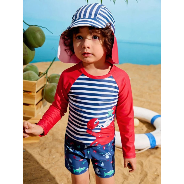 Παιδικό μαγιό με καπελάκι Μπλε Κόκκινο